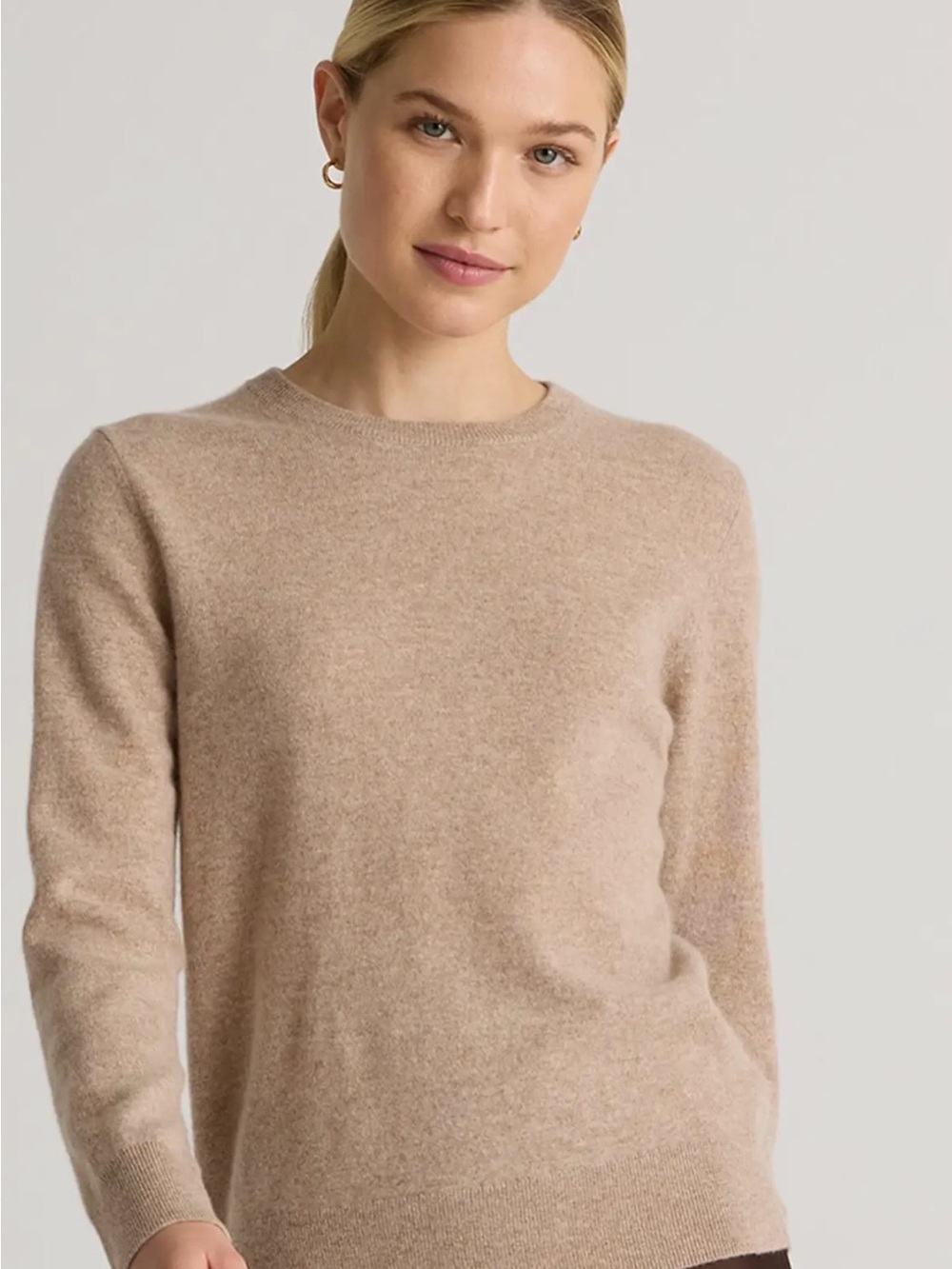 Classic Crewneck Sweater in Light Taupe